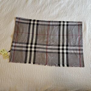 Burberry Classic Gray and Red Plaid Scarf